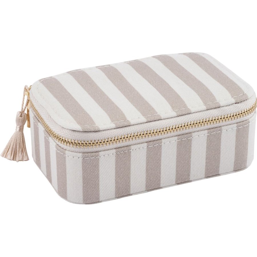 Lene Bjerre Ayille Stripe Smykkeskrin 9x13 cm, Hvid/Linen