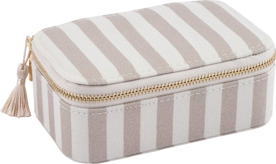 Lene Bjerre Ayille Stripe Smykkeskrin 9x13 cm, Hvid/Linen