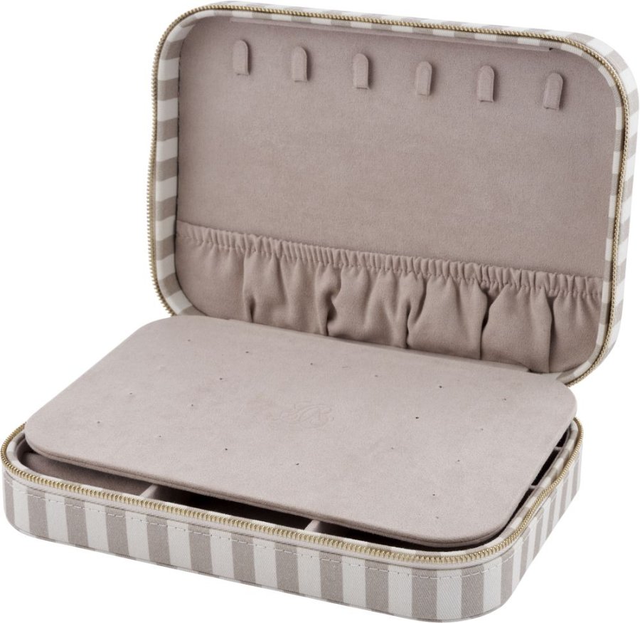 Lene Bjerre Ayille Stripe Smykkeskrin 17x24 cm, Hvid/Linen