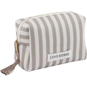 Lene Bjerre Ayille Stripe Kosmetikpung 9x18 cm, Hvid/Linen