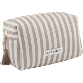 Lene Bjerre Ayille Stripe Toilettaske 14x23 cm, Beige/Hvid