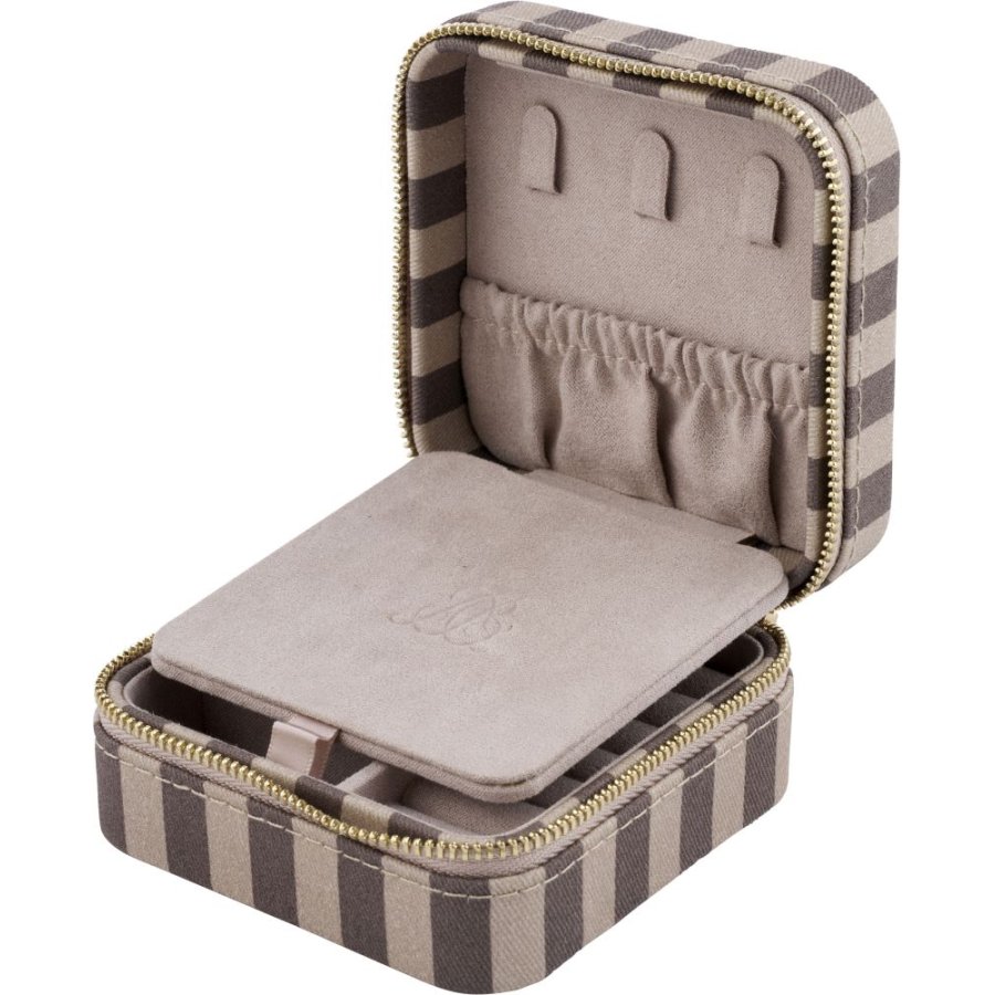 Lene Bjerre Ayille Stripe Smykkeskrin 10x10 cm, Linen/Brun