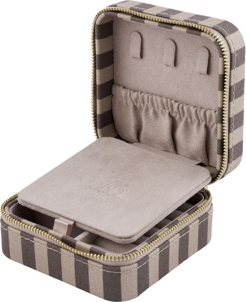 Lene Bjerre Ayille Stripe Smykkeskrin 10x10 cm, Linen/Brun