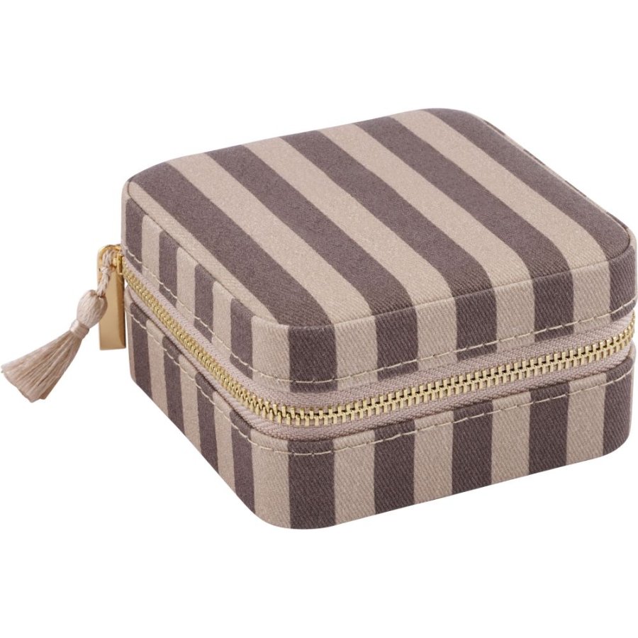 Lene Bjerre Ayille Stripe Smykkeskrin 10x10 cm, Linen/Brun