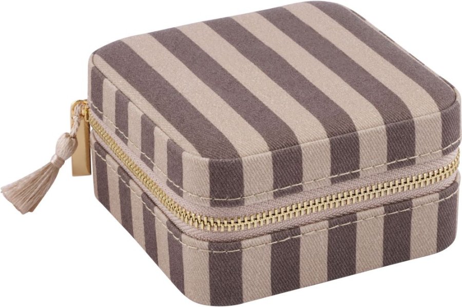 Lene Bjerre Ayille Stripe Smykkeskrin 10x10 cm, Linen/Brun