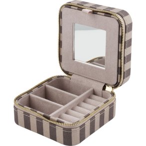 Lene Bjerre Ayille Stripe Smykkeskrin 10x10 cm, Linen/Brun