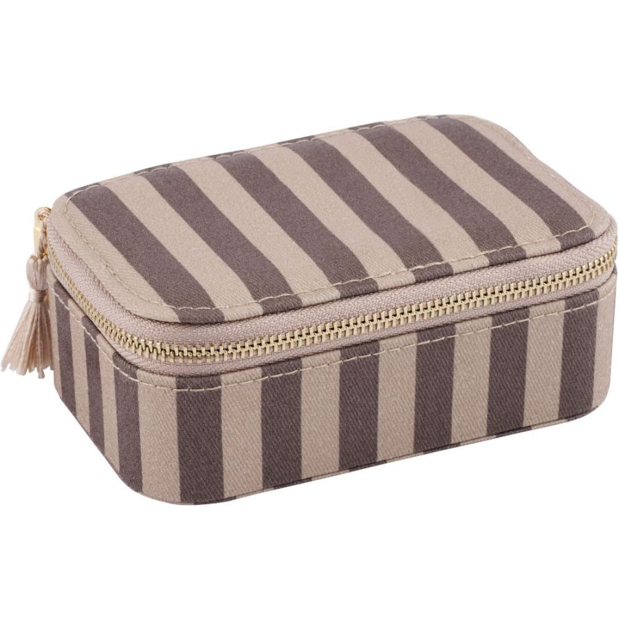 Lene Bjerre Ayille Stripe Smykkeskrin 9x13 cm, Linen/Brun