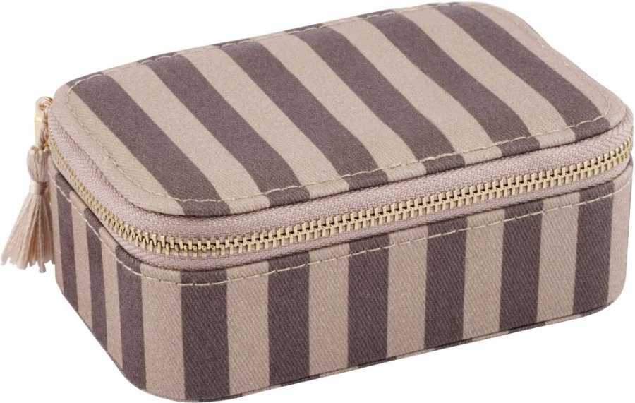 Lene Bjerre Ayille Stripe Smykkeskrin 9x13 cm, Linen/Brun