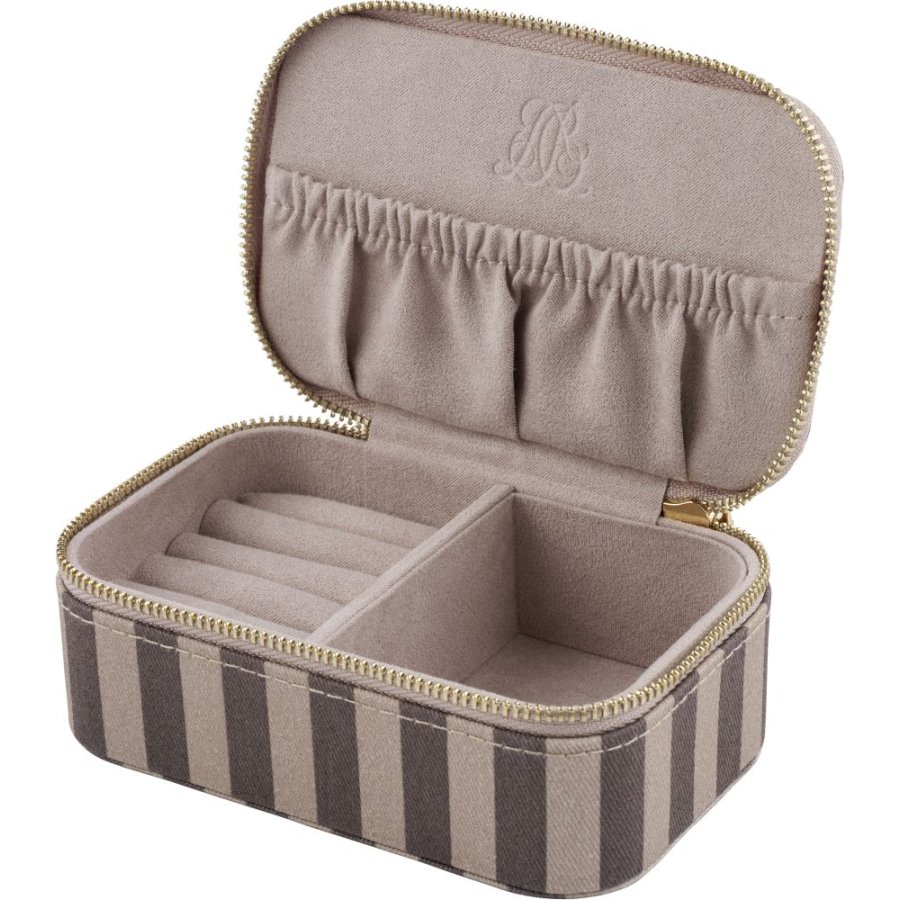 Lene Bjerre Ayille Stripe Smykkeskrin 9x13 cm, Linen/Brun