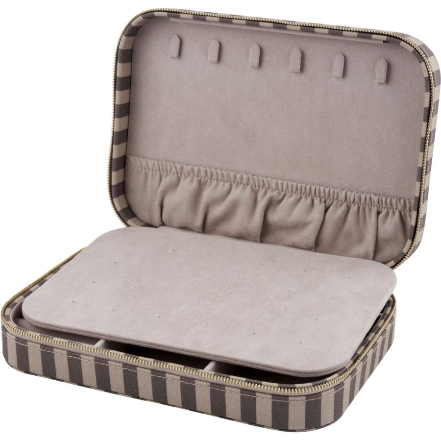 Lene Bjerre Ayille Stripe Smykkeskrin 17x24 cm, Linen/Brun