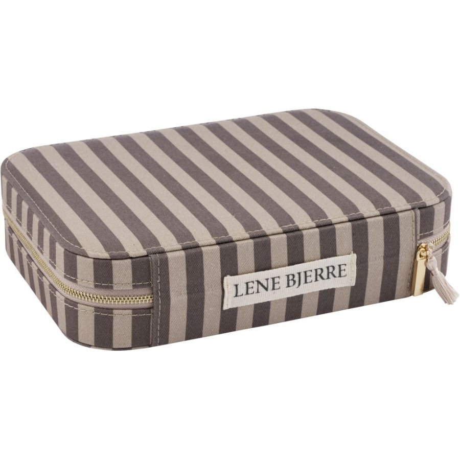 Lene Bjerre Ayille Stripe Smykkeskrin 17x24 cm, Linen/Brun