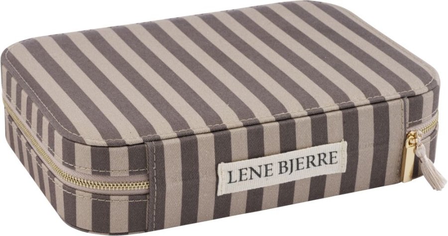 Lene Bjerre Ayille Stripe Smykkeskrin 17x24 cm, Linen/Brun