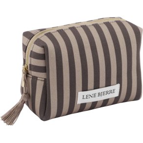 Lene Bjerre Ayille Stripe Kosmetikpung 9x18 cm, Linen/Brun