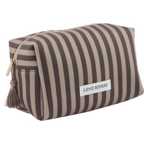Lene Bjerre Ayille Stripe Toilettaske 14x23 cm, Brun/Beige