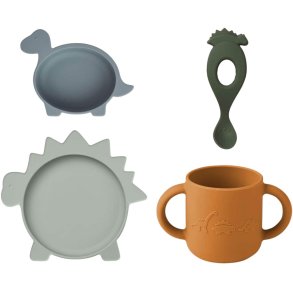 LIEWOOD Vivi Geschirrset Dino 4-teilig, Blue Multi Mix