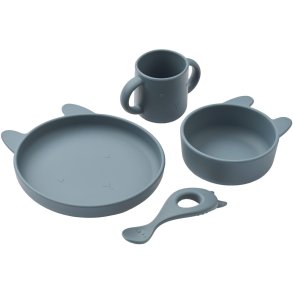 LIEWOOD Vivi Essgeschirr 4-teilig, Rabbit/Whale Blue