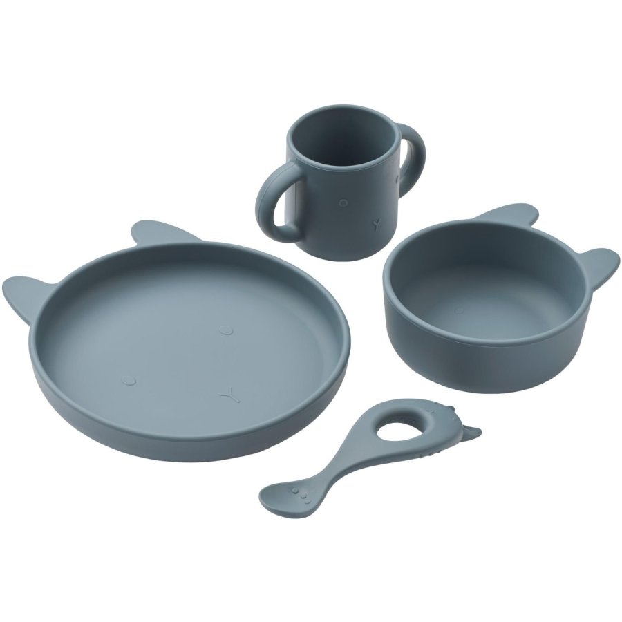 LIEWOOD Vivi Essgeschirr 4-teilig, Rabbit/Whale Blue