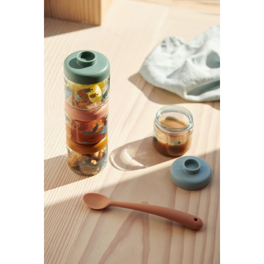 LIEWOOD Dominique Madopbevaring til Baby 4 stk. 100 ml, Sea Creature/Sandy