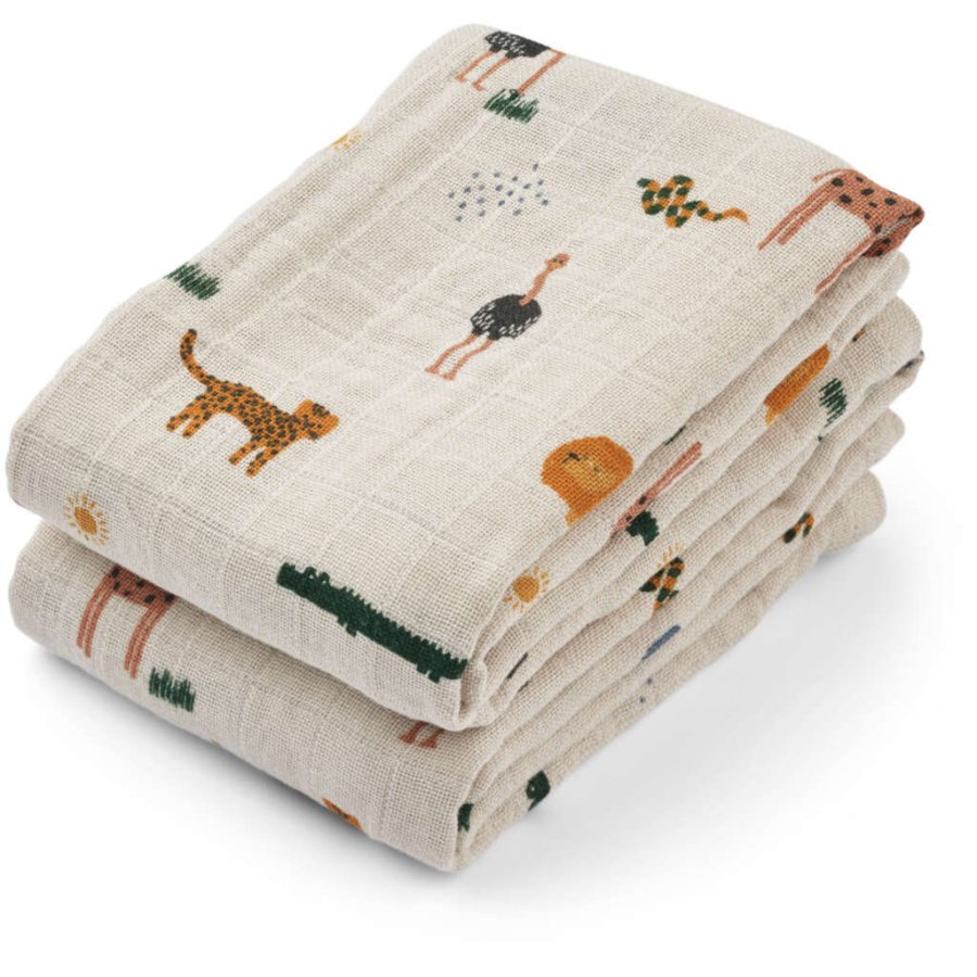 LIEWOOD Lewis Stoffwindel 2er Set 65x65 cm, Safari Sandy Mix