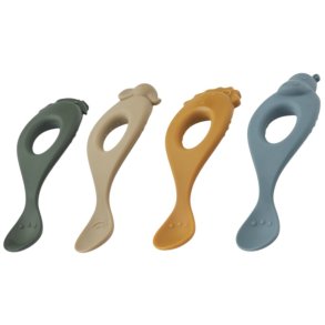 LIEWOOD Liva Lffel 4er Set, 14 cm, Safari/Blue Multi Mix