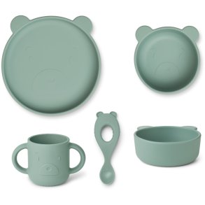 LIEWOOD Vivi Spisestel Mr Bear 4 Dele, Peppermint