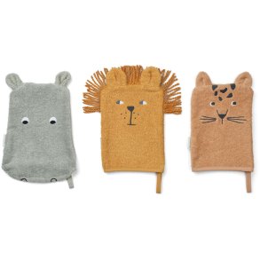 LIEWOOD Sylvester Waschlappen 3er Set, 15x21 cm, Safari Mix