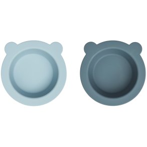 LIEWOOD Peony Schale mit Saugnapf Set 2 16 cm, Sea Blue/Whale Blue