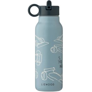 Liewood Falk Vandflaske 350 ml, Race Cars/Beach Blue