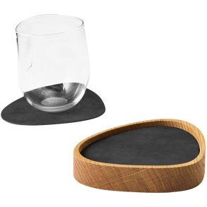 LIND DNA Curve Wood Box mit 8 Glasuntersetzern 12,5x15 cm, Nupo Black/Team