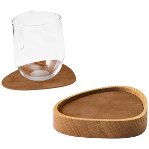 LIND DNA Curve Wood Box mit 8 Glasplättchen 12,5x15 cm, Nupo Natur/Teak