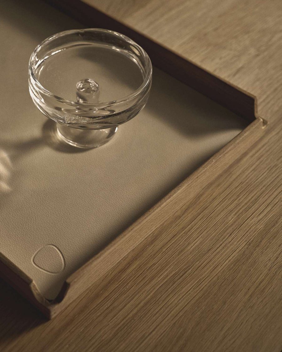 LIND DNA Square Airy Dienblad 36x28 cm, Nupo Vanille/Teak
