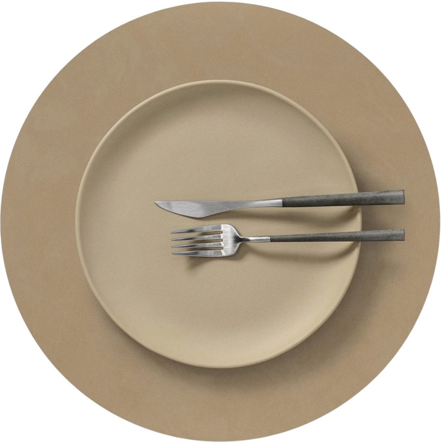 LIND DNA Circle Recycled L�der D�kkeserviet �38 cm, Nupo Nougat