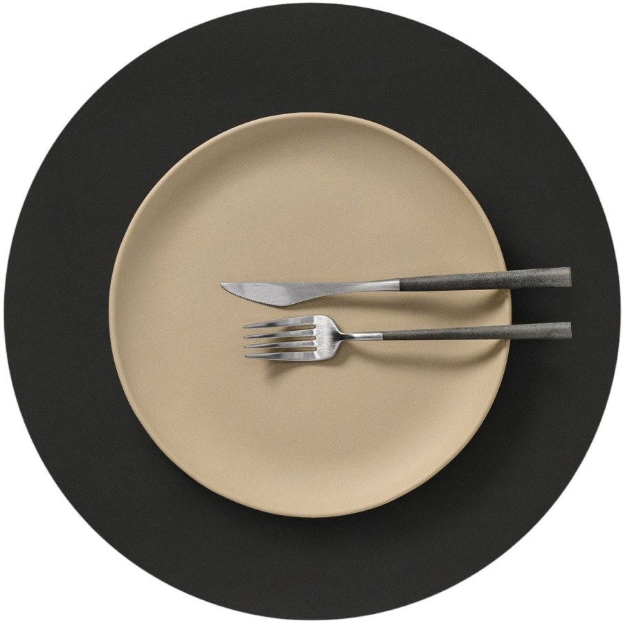 LIND DNA Circle Recycled L�der D�kkeserviet �38 cm, Nupo Black Ink