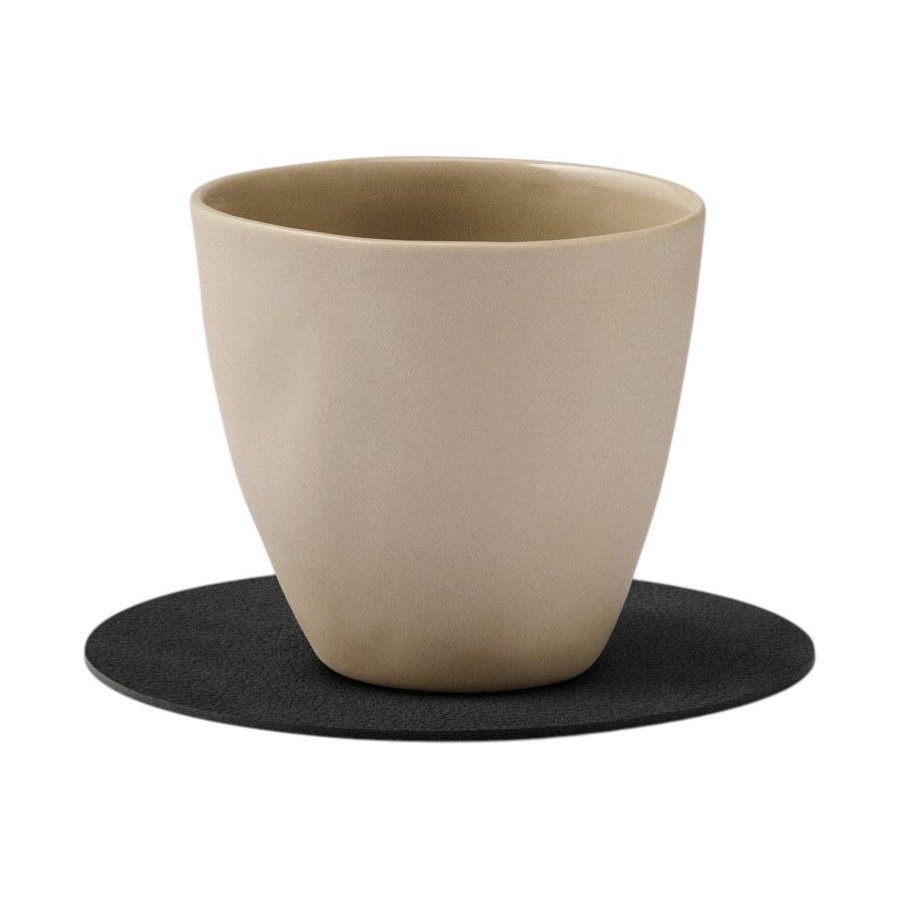 LIND DNA Circle Recycled Leder Glasuntersetzer �10 cm, Nupo Schwarze Tinte