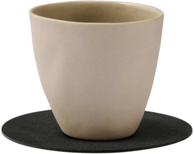 LIND DNA Circle Recycled Leder Glasuntersetzer �10 cm, Nupo Schwarze Tinte