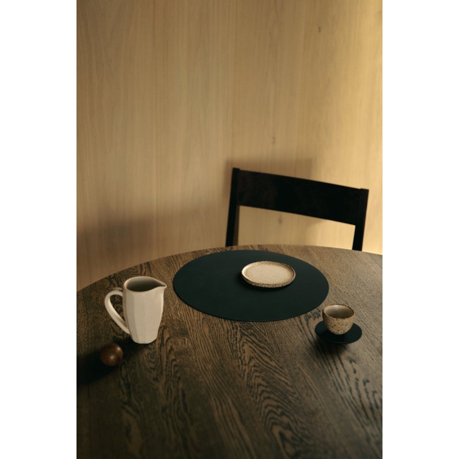 LIND DNA Circle Recycled Leder Glasuntersetzer �10 cm, Nupo Schwarze Tinte