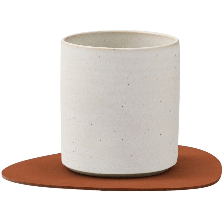 LIND DNA Curve Recycled Leder Glasuntersetzer 11x13 cm, Nupo Rust