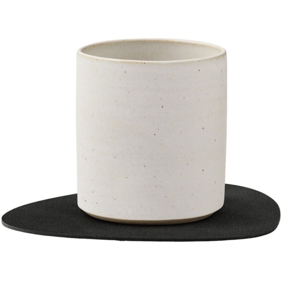 LIND DNA Curve Recycled Leder Glasuntersetzer 11x13 cm, Nupo Schwarze Tinte