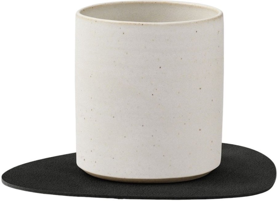 LIND DNA Curve Recycled Leder Glasuntersetzer 11x13 cm, Nupo Schwarze Tinte