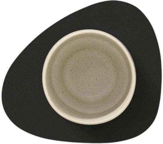 LIND DNA Curve Recycled Leder Glasuntersetzer 11x13 cm, Nupo Schwarze Tinte