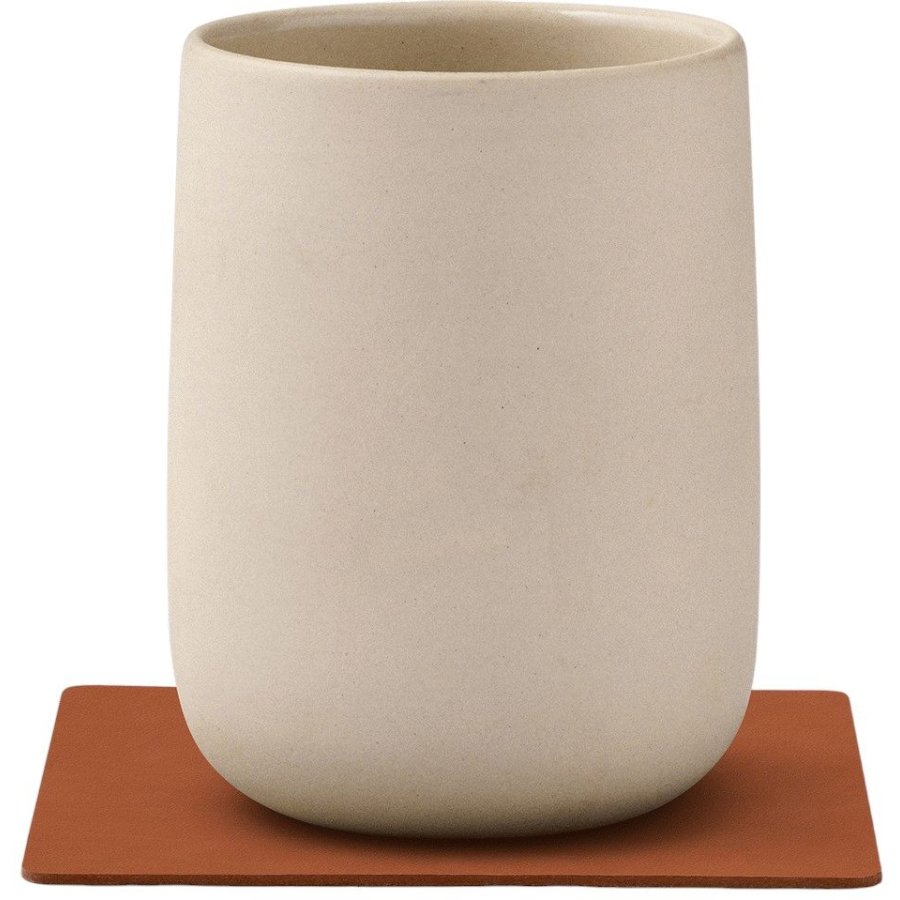 LIND DNA Square Recycled Leder Glasuntersetzer 10x10 cm, Nupo Rust