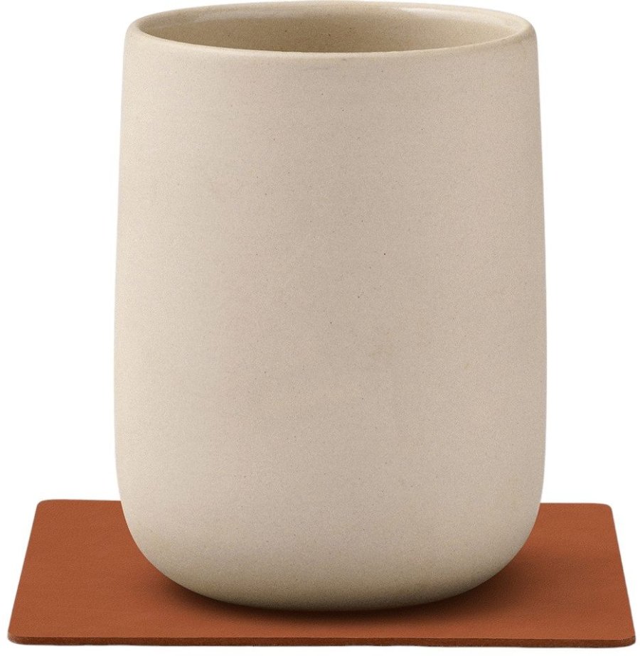 LIND DNA Square Recycled Leder Glasuntersetzer 10x10 cm, Nupo Rust