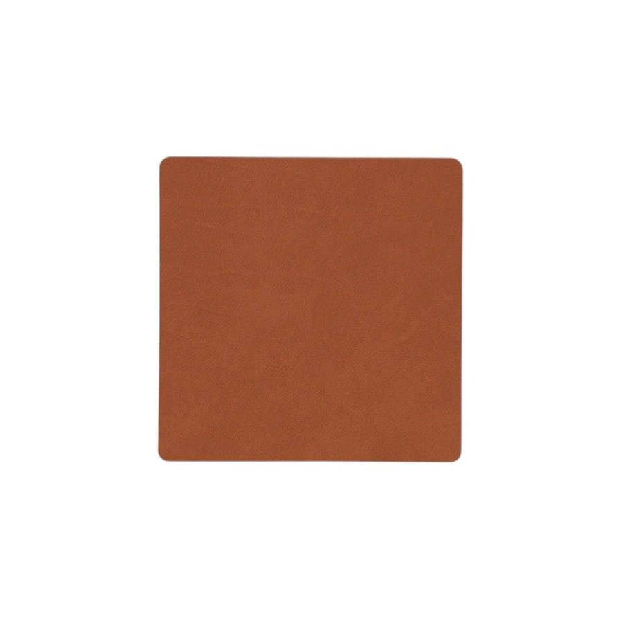 LIND DNA Square Recycled Leder Glasuntersetzer 10x10 cm, Nupo Rust