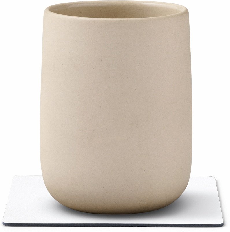 LIND DNA Square Recycled Leder Glasuntersetzer 10x10 cm, Nupo Reinwei&szlig;