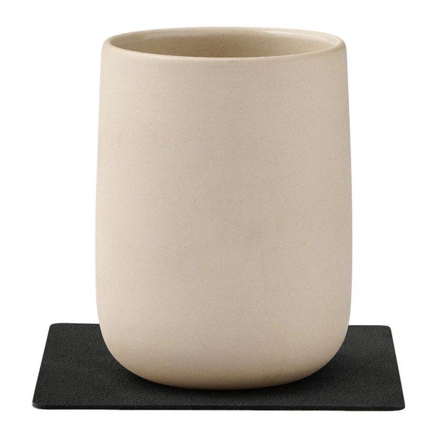 LIND DNA Square Recycled Leder Glasuntersetzer 10x10 cm, Nupo Schwarze Tinte