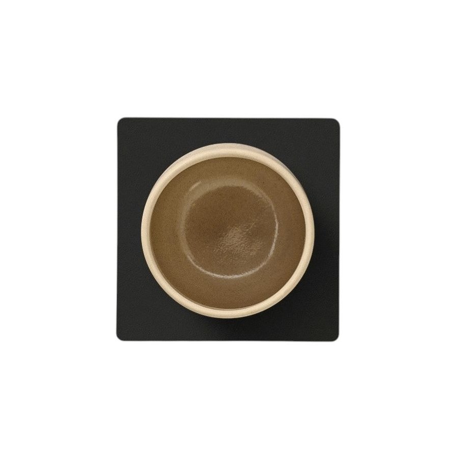 LIND DNA Square Recycled Leder Glasuntersetzer 10x10 cm, Nupo Schwarze Tinte