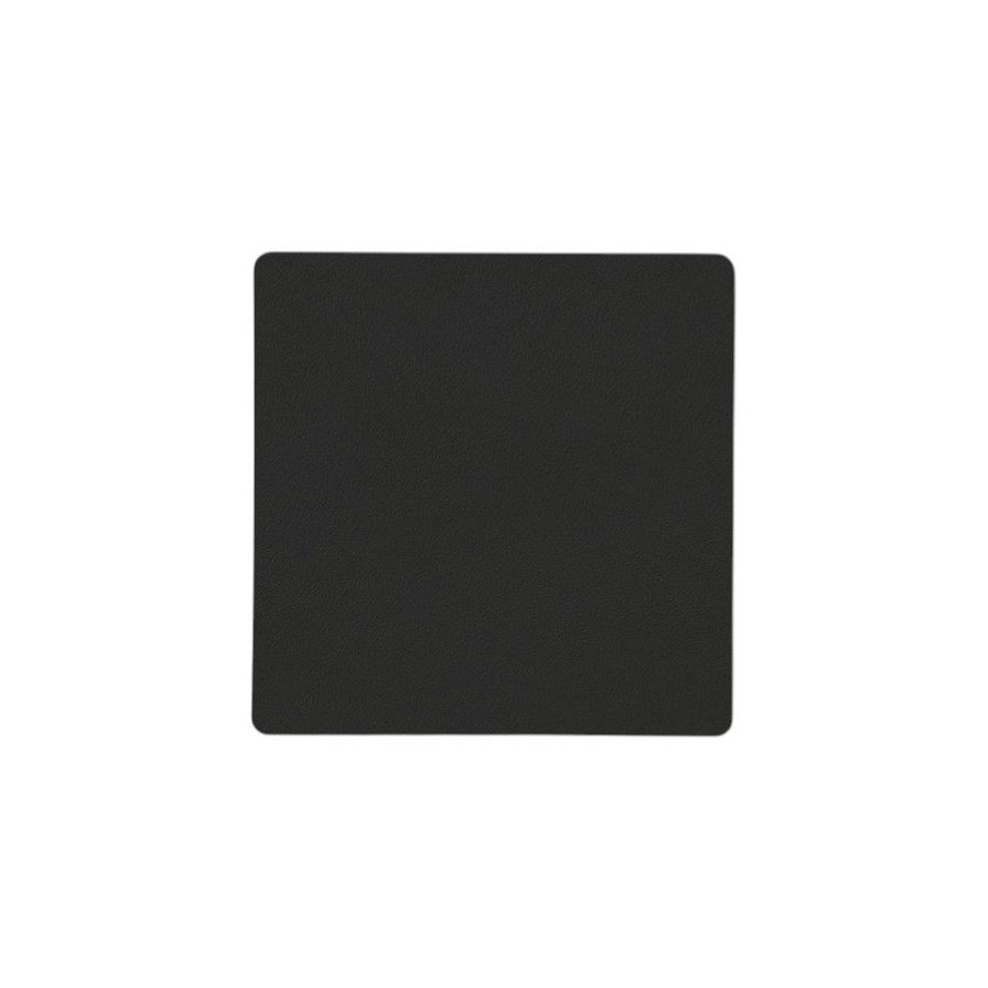 LIND DNA Square Recycled Leder Glasuntersetzer 10x10 cm, Nupo Schwarze Tinte