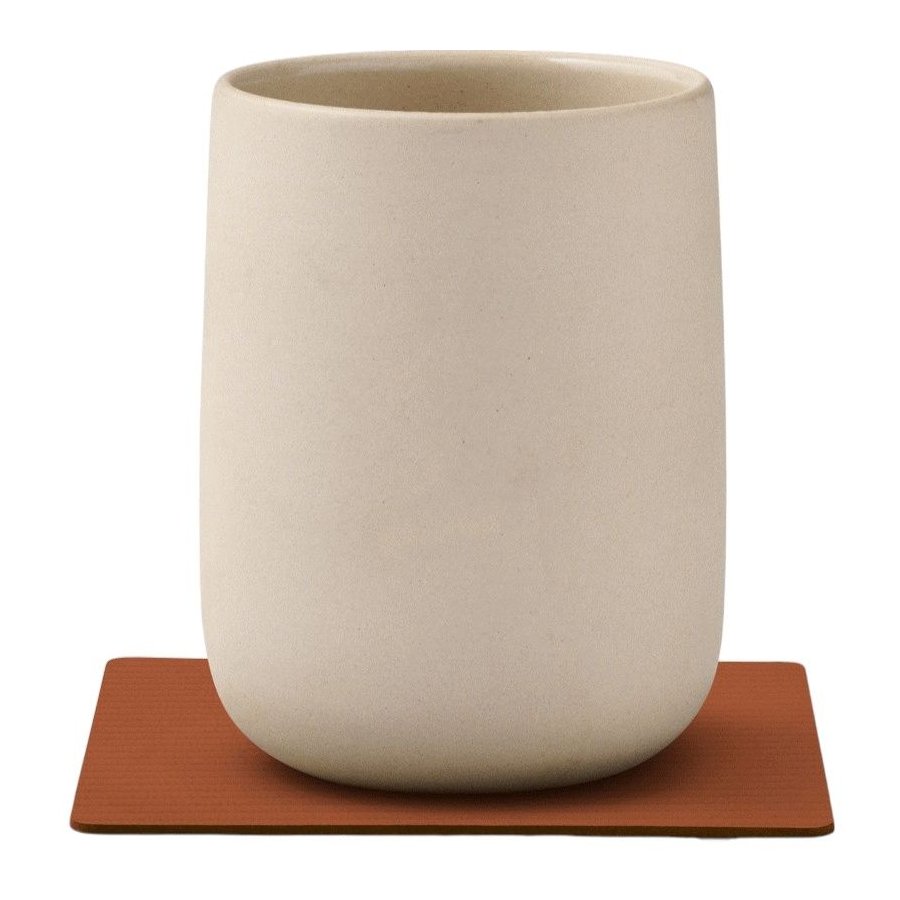 LIND DNA Square Recycled Leder Glasuntersetzer 10x10 cm, Corduroy Rust