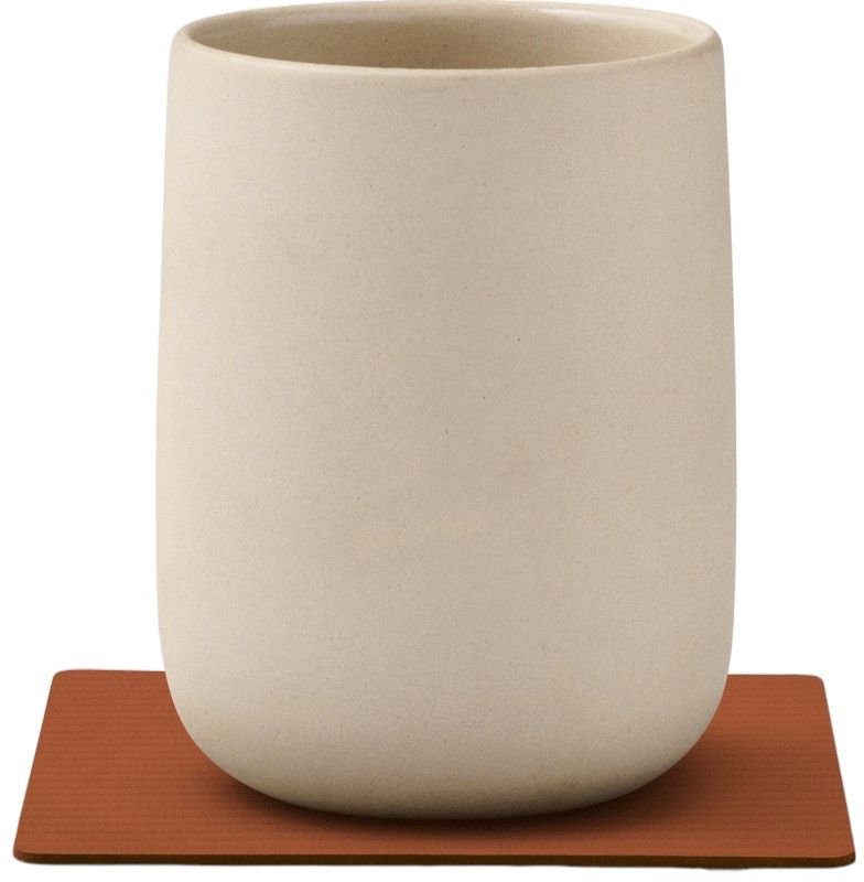 LIND DNA Square Recycled Leder Glasuntersetzer 10x10 cm, Corduroy Rust