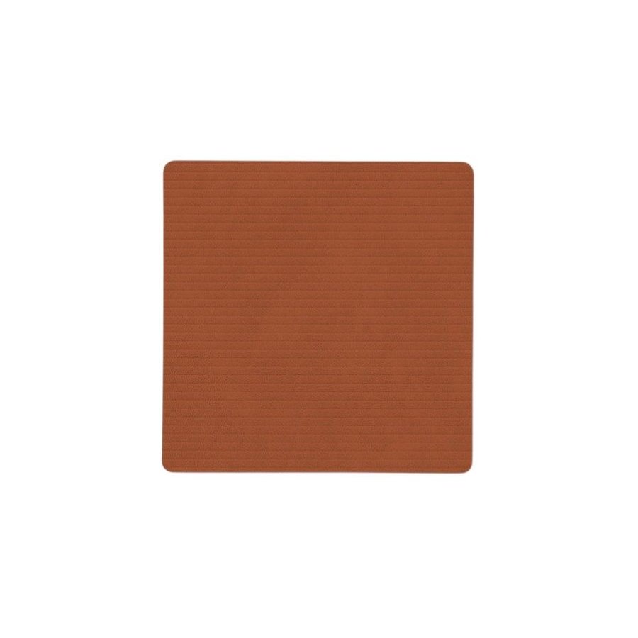 LIND DNA Square Recycled Leder Glasuntersetzer 10x10 cm, Corduroy Rust
